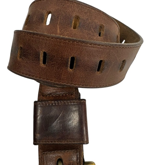 EDDIE BAUER Dark Brown Leather Belt with Brass Buckle - Picture 4 of 7